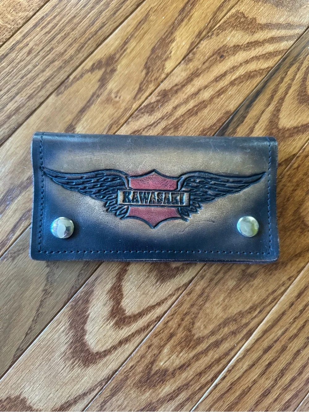 Black Leather Winged Logo Wallet